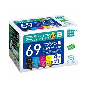エコリカ リサイクルインクカートリッジ 4色パック ECI-E69-4P エコリカ リサイクルインクカートリッジ 4色パック ECI-E69-4P