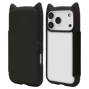 ラスタバナナ iPhone17 Pro用猫耳手帳ケース ブラック 9181IP5BBHPBK-イメージ1
