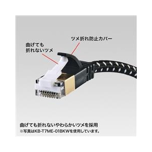 サンワサプライ つめ折れ防止カテゴリ7細径メッシュLANケーブル(0．5m) ブラック＆レッド KB-T7ME-005BKR-イメージ3
