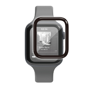 エレコム Apple Watch用フルカバーガラスフィルム 高透明 PETフレーム付 ブラック AW-25DFLGFRBK-イメージ2