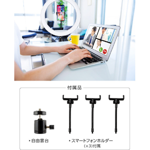 グリーンハウス リング型LEDライト 12インチ ブラック GH-CSL120E-BK-イメージ8