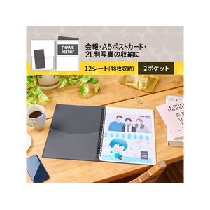 プラス イトオシ A5クリアーホルダー 2ポケット ツインリング型ファイル ブラック FC294ST-91828FL-312CF-イメージ4