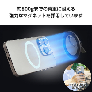 エレコム マグネットスマホリング/2WAY/MAGKEEP チタニウムシルバー P-STRMKHICRSV-イメージ5