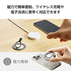 エレコム マグネットスマホリング/2WAY/MAGKEEP チタニウムシルバー P-STRMKHICRSV-イメージ7