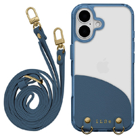 ラスタバナナ iPhone 16用ILBE ハイブリッドケース TPU×PC ショルダーストラップ付き ネイビー 8174IP461PCNV