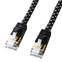 サンワサプライ つめ折れ防止カテゴリ7細径メッシュLANケーブル(1m) ブラック＆ホワイト KB-T7ME-01BKW