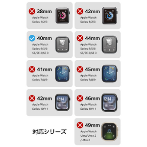エレコム Apple Watch用フルカバーガラスフィルム 高透明 PETフレーム付 ブラック AW-25EFLGFRBK-イメージ3