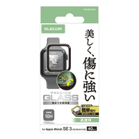 エレコム Apple Watch用フルカバーガラスフィルム 高透明 指紋防止 貼付ツール付 ブラック AW-25EFLGGR