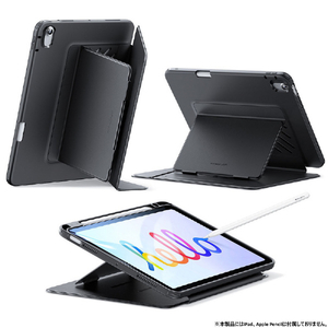 ESR iPad Air(M3/M2/第5/4世代)用Flip ペンホルダー付きハイブリッドケース ブラック ES27660-イメージ2