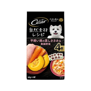 マースジャパン シーザー 自然素材レシピ 平飼い鶏の蒸しささみ&農園野菜 60g×4袋 FC460RW-イメージ1