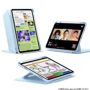 ESR iPad Air(M3/M2/第5/4世代)用Flip ペンホルダー付きハイブリッドケース スカイブルー ES27661-イメージ2
