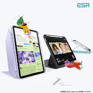 ESR iPad Air(M3/M2/第5/4世代)用Flip ペンホルダー付きハイブリッドケース スカイブルー ES27661-イメージ3