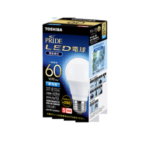 東芝 LED電球 E26口金 全光束810lm(6.9W一般電球タイプ) 昼光色相当 LDA7D-D-G/S60V1 東芝 LED電球 E26口金 全光束810lm(6.9W一般電球タイプ) 昼光色相当 LDA7D-D-G/S60V1
