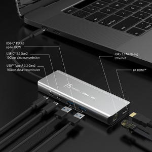 j5 create USB4 8K 2．5G LAN 6in1マルチハブ スペースグレー JCD403-イメージ4