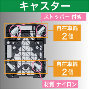 トラスコ 樹脂製平台車　連結式ルートバン　メッシュタイプ　６１５Ｘ４１５　 ナイロン車輪　４輪自在　ストッパー付　黒 MPK-600NJS-BK-イメージ4