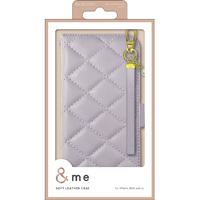 エレコム iPhone 16e用&me ソフトレザーケース キルティング 磁石付 ハンドストラップ付 ラベンダー PM-A25SPLFJM4PU