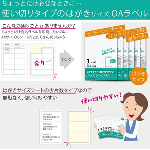 コクヨ はがきサイズで使い切りやすい ノーカットラベル 100枚 FCK248B-KPC-PS011-100-イメージ3