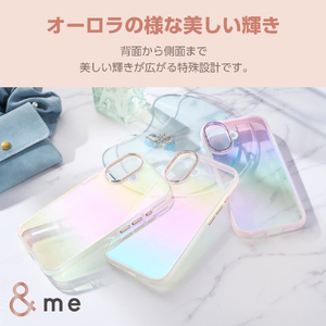 エレコム iPhone 16用&me ハイブリッドケース オーロラ クリア PM-A24AHVCACR-イメージ3
