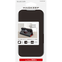 エレコム iPhone 16e用ソフトレザーケース 薄型 磁石付 MAGKEEP ブラック PM-A25SPLFMGBK
