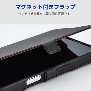 エレコム iPhone17e/16e用 ソフトレザーケース 薄型 磁石付 MAGKEEP ブラック PM-A25SPLFMGBK-イメージ7