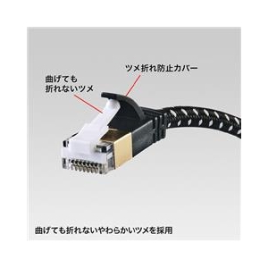 サンワサプライ つめ折れ防止カテゴリ7細径メッシュLANケーブル(3m) ブラック＆ホワイト KB-T7ME-03BKW-イメージ3