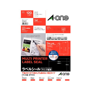 エーワン ラベルシール 下地がかくせて透かしても読めない修正タイプ マット紙・ホワイト A4判 10面 四辺余白付 12シート入り 31663-イメージ1