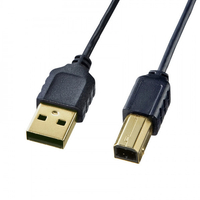サンワサプライ 極細USBケーブル(USB2.0 A-Bタイプ・0.5m) ブラック KU20-SL05BKK