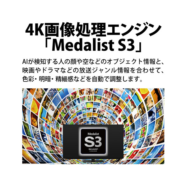 シャープ 65V型4Kチューナー内蔵液晶テレビ AQUOS 4TC65EL1 搭載 対応 Google AIオート COCORO 外付けUSBカメラ 別売 を接続し ×1 スタンド含む