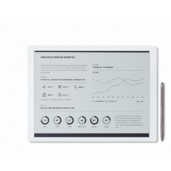 富士通 QUADERNO(Gen．2) A4サイズ 電子ペーパー サテンホワイト FMVDP41 スタイラスペン クアデルノ 保存操作は必要なし が進化 Type 1以前は非対応 14/10 iOS Android 8以降 Google Pixel 3/3 タブレット非対応 ファイル Wi Fi