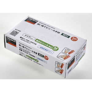 トラスコ 使い捨てビニール手袋（プラスチック手袋）　粉付Ｍ　クリア　（１００枚入） PVCP-1008M-イメージ6