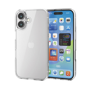 エレコム iPhone 16用ハイブリッドケース ガラス スタンダード クリア PM-A24AHVCG1CR-イメージ2