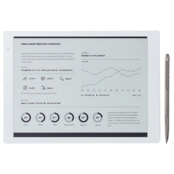 富士通 QUADERNO(Gen．2) A5サイズ 電子ペーパー サテンホワイト FMVDP51 スタイラスペン クアデルノ 保存操作は必要なし が進化 Type 1以前は非対応 14/10 iOS Android 8以降 Google Pixel 3/3 タブレット非対応 ファイル Wi Fi