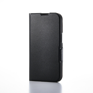 エレコム iPhone17e/16e用 ソフトレザーケース 薄型 磁石付 ブラック PM-A25SPLFUBK-イメージ2