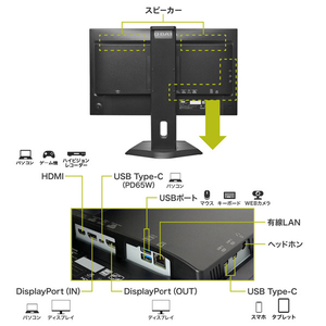 I・Oデータ USB Type-C搭載 23．8型液晶ディスプレイ BizCrysta LCD-C243SMB-F-イメージ3