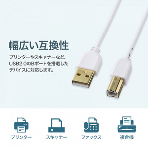 サンワサプライ 極細USBケーブル(USB2.0 A-Bタイプ・1m) ホワイト KU20-SL10WK-イメージ8