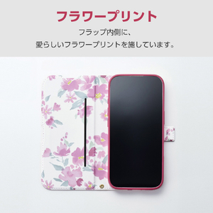 エレコム iPhone17e/16e用 ソフトレザーケース 薄型 磁石付 フラワーズ ディープピンク PM-A25SPLFUJPND-イメージ4
