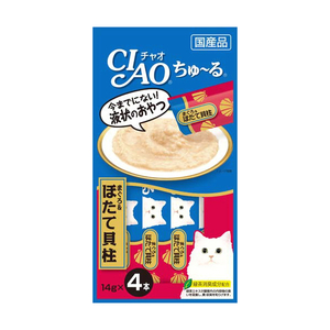 いなばペットフード チャオちゅーる まぐろ＆ほたて貝柱 14g×4本 ﾁﾔｵﾁﾕ-ﾙﾏｸﾞﾛﾎﾀﾃｶｲﾊﾞｼﾗ14GX4-イメージ1