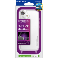 エレコム iPhone 16用ハイブリッドケース ストラップホール付き クリア PM-A24AHVCKSHCR