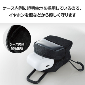 エレコム TWS用汎用コンパクトポーチ Sサイズ カラビナ ファブリックタイプ ブラック TWS-EP23FSBK-イメージ4