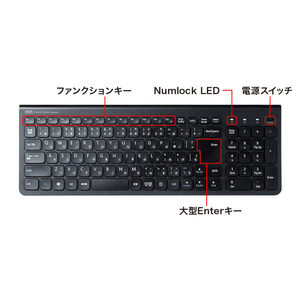 サンワサプライ ワイヤレススリムキーボード(テンキー付き) ブラック SKB-WL31BK-イメージ10