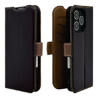 ラスタバナナ iPhone 16 Pro用薄型手帳サイドマグネットケース カメラ周囲保護 ブラック×ブラウン 8189IP461PBSMLBKB