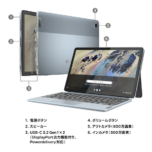 レノボ ノートパソコン IdeaPad Duet 370 Chromebook ミスティブルー 82T6000RJP-イメージ17