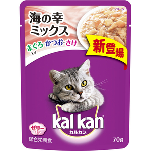 マースジャパンリミテッド カルカン パウチ 海の幸ミックス まぐろ・かつお・さけ入り 70g ｶﾙｶﾝPｳﾐﾉｻﾁMIX70G-イメージ1