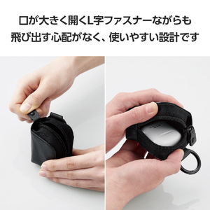 エレコム TWS用汎用コンパクトポーチ Sサイズ カラビナ ソフトレザータイプ ブラック TWS-EP23LSBK-イメージ4
