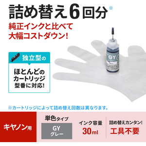 サンワサプライ キヤノン用詰め替えインク 独立型カートリッジ グレー FCJ009F-INK-CBCIMG30-イメージ4