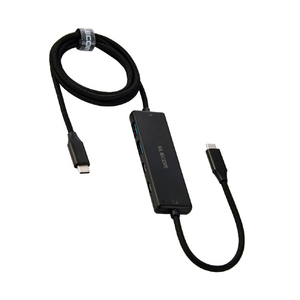 エレコム USB Type-C(TM)充電ケーブル一体型 USBハブ(4ポート/USB 5Gbps) ブラック U3HC-C040PBK-イメージ1