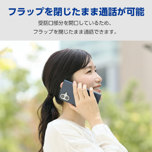 エレコム iPhone17e/16e用 ソフトレザーケース 磁石付 耐衝撃 ステッチ カード収納充実 ネイビー PM-A25SPLFY3NV-イメージ4