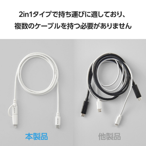エレコム 2in1ケーブル(USB Type-C - USB Type-C/Lightning変換/MFi認証)(1．0m) ホワイト MPA-CCLAD10WH-イメージ5