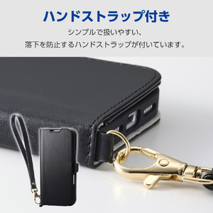 エレコム iPhone17e/16e用 ソフトレザーケース 磁石付 耐衝撃 ハンドストラップ付 ブラック PM-A25SPLFY4BK-イメージ8