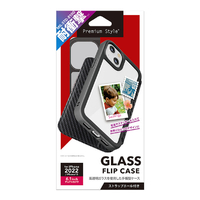 PGA iPhone 14用ガラスフリップケース カーボン調ブラック PG-22KGF06BK